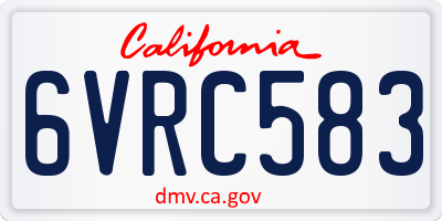 CA license plate 6VRC583