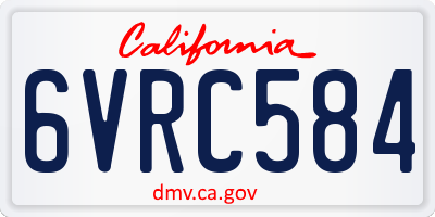 CA license plate 6VRC584