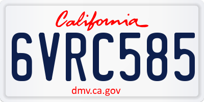 CA license plate 6VRC585