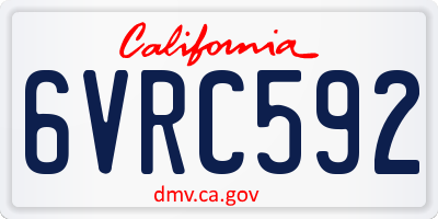 CA license plate 6VRC592