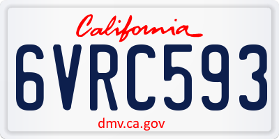 CA license plate 6VRC593