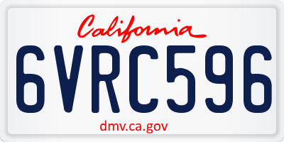 CA license plate 6VRC596