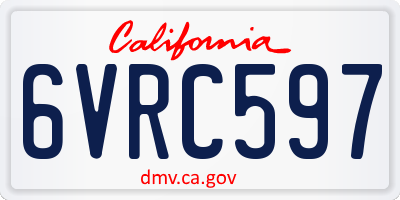 CA license plate 6VRC597