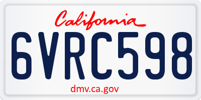 CA license plate 6VRC598
