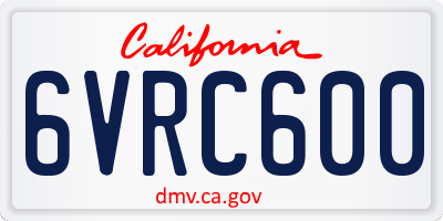 CA license plate 6VRC600