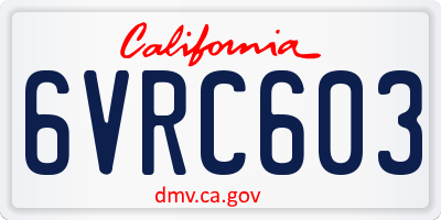 CA license plate 6VRC603