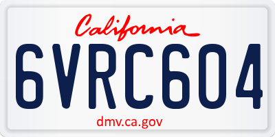 CA license plate 6VRC604