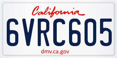 CA license plate 6VRC605