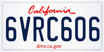 CA license plate 6VRC606
