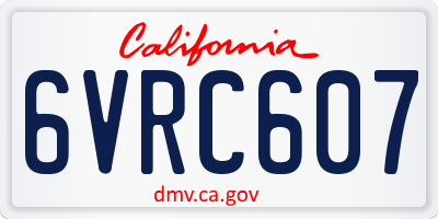 CA license plate 6VRC607