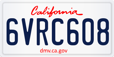 CA license plate 6VRC608