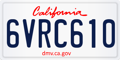 CA license plate 6VRC610