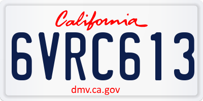 CA license plate 6VRC613