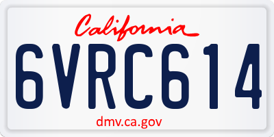 CA license plate 6VRC614