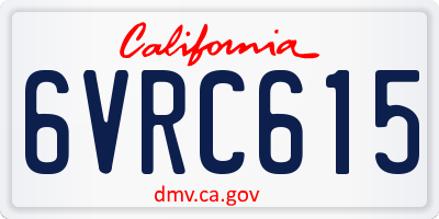 CA license plate 6VRC615