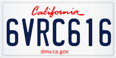 CA license plate 6VRC616