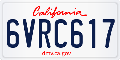 CA license plate 6VRC617