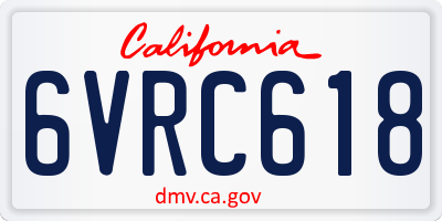 CA license plate 6VRC618
