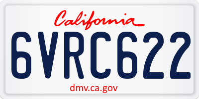 CA license plate 6VRC622