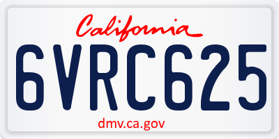 CA license plate 6VRC625