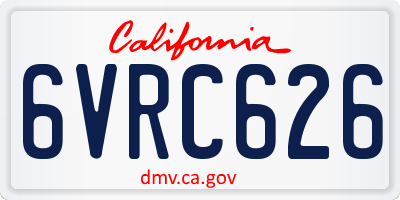 CA license plate 6VRC626