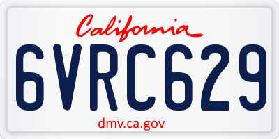 CA license plate 6VRC629