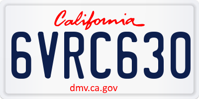 CA license plate 6VRC630