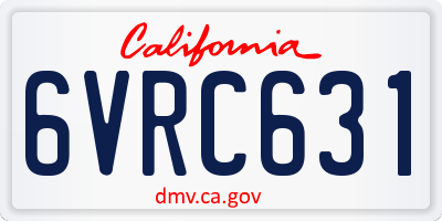 CA license plate 6VRC631