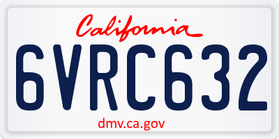 CA license plate 6VRC632