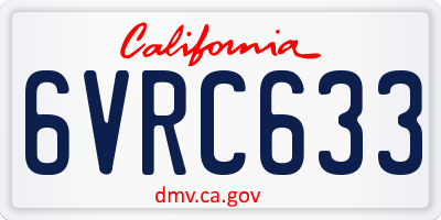 CA license plate 6VRC633