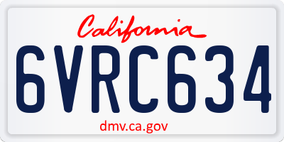 CA license plate 6VRC634