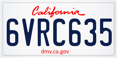 CA license plate 6VRC635