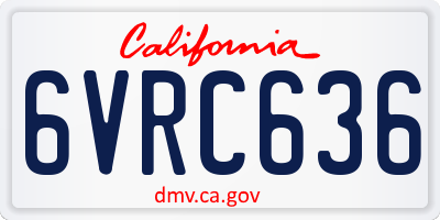 CA license plate 6VRC636