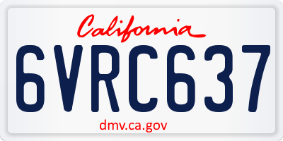 CA license plate 6VRC637