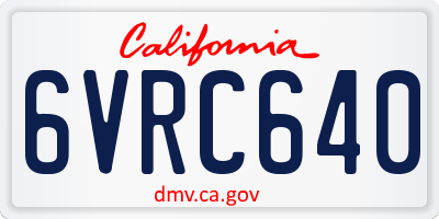 CA license plate 6VRC640