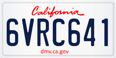 CA license plate 6VRC641
