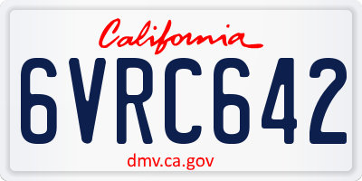 CA license plate 6VRC642