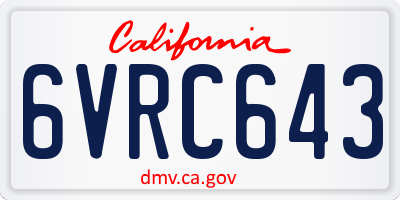 CA license plate 6VRC643