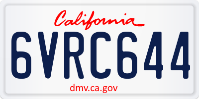 CA license plate 6VRC644