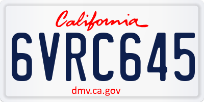 CA license plate 6VRC645