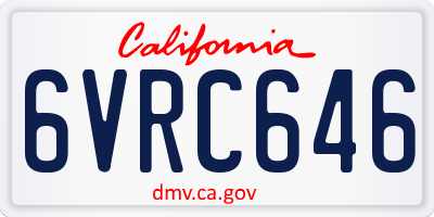 CA license plate 6VRC646