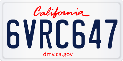 CA license plate 6VRC647