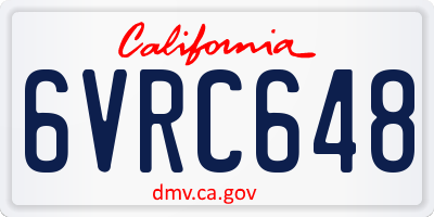 CA license plate 6VRC648