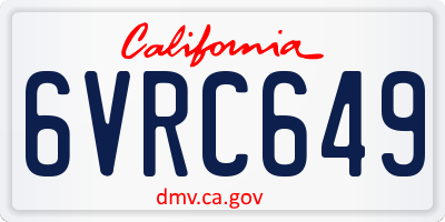 CA license plate 6VRC649