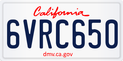 CA license plate 6VRC650