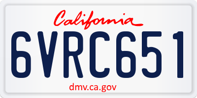 CA license plate 6VRC651