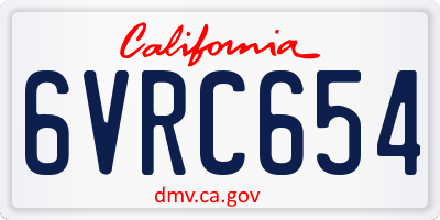 CA license plate 6VRC654