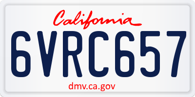 CA license plate 6VRC657