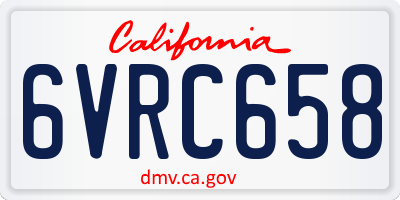 CA license plate 6VRC658