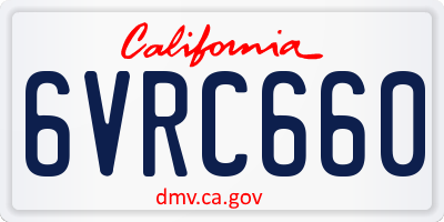 CA license plate 6VRC660